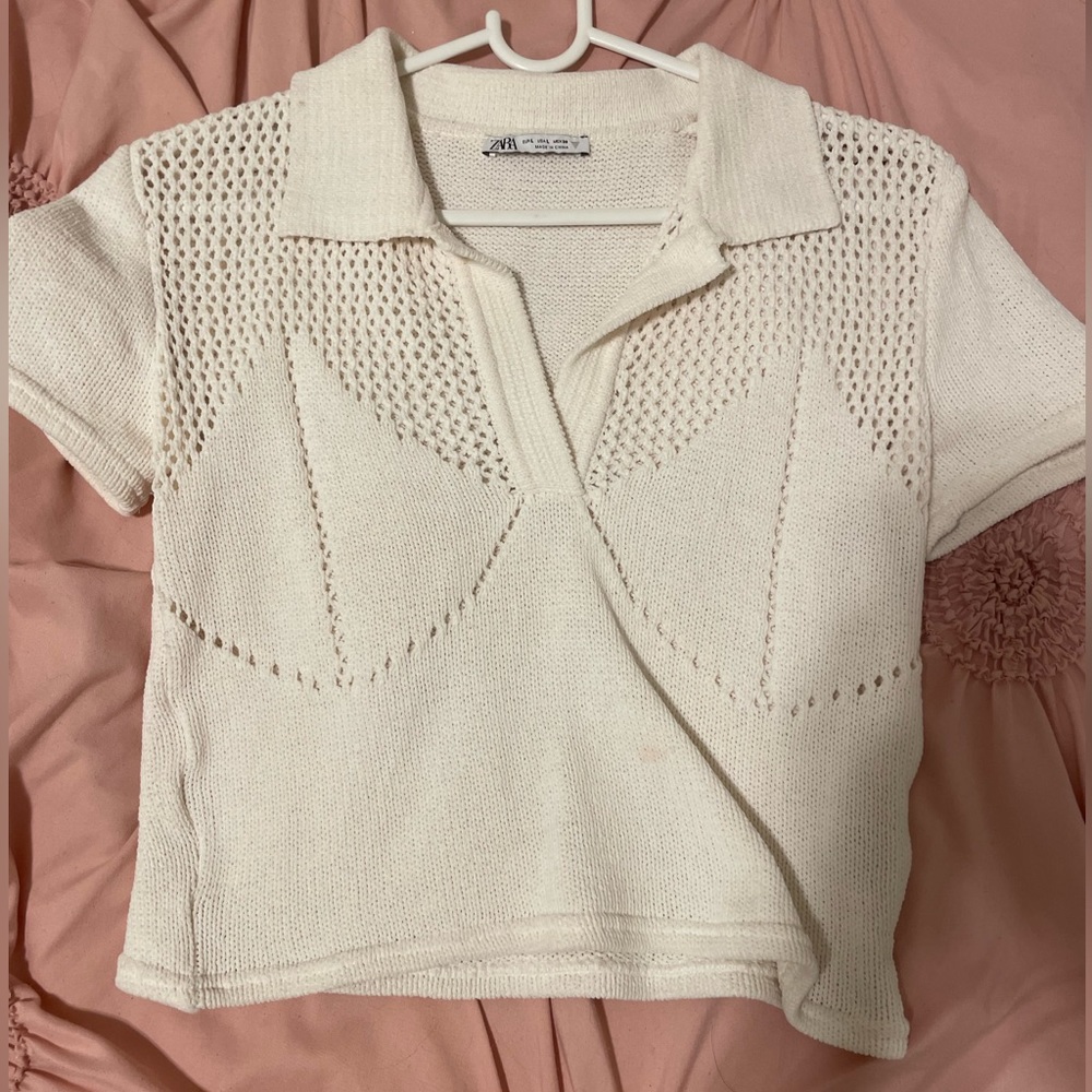 zara collared knit top